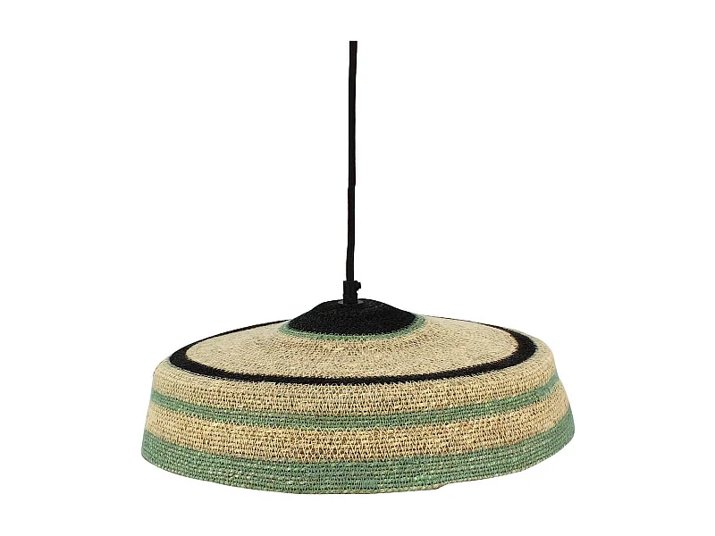 Now's Home - Suspension En Jonc De Mer Naturel Et Vert Fait Main 45x13cm Trinidad