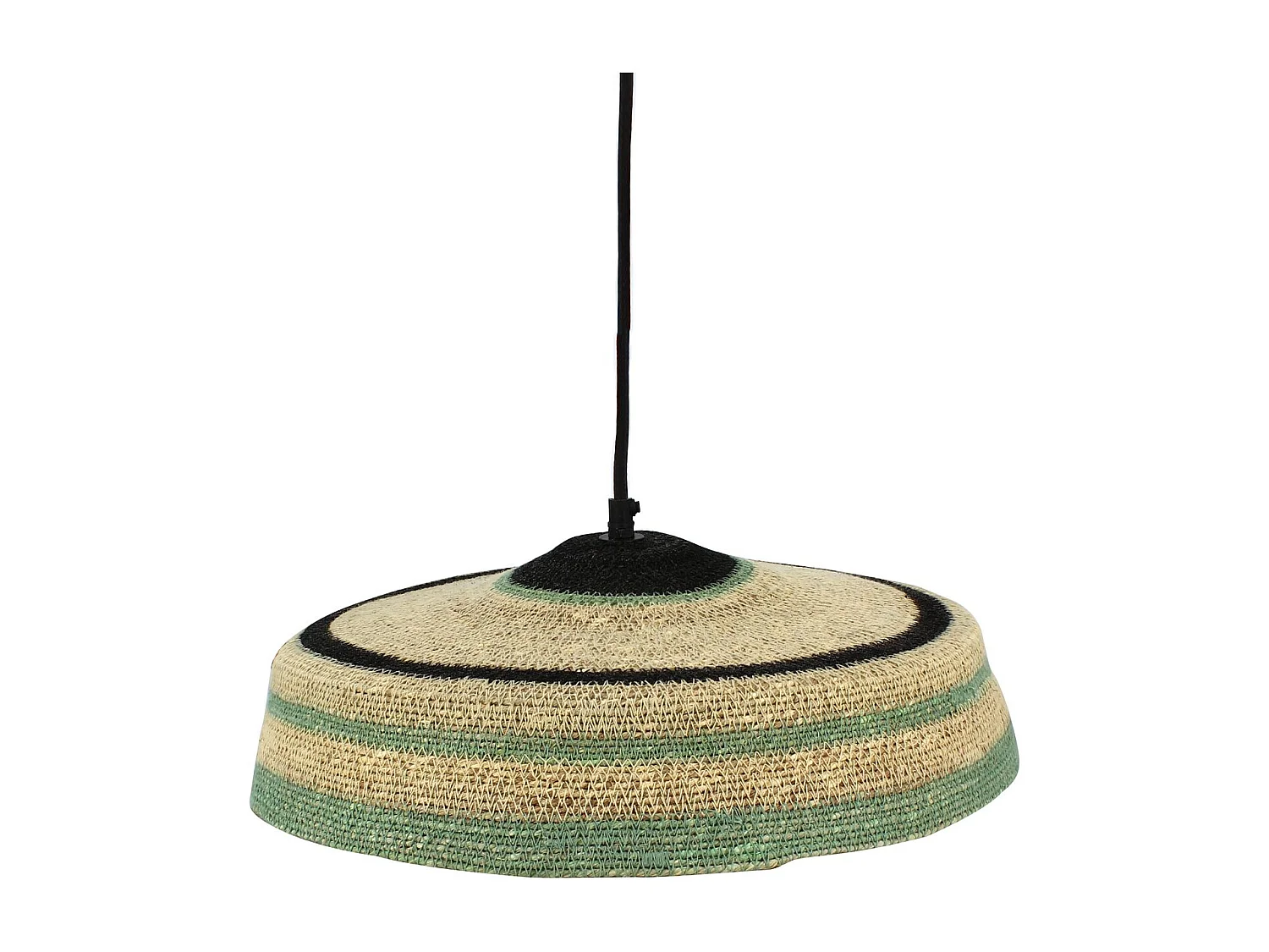 Now's Home - Suspension En Jonc De Mer Naturel Et Vert Fait Main 45x13cm Trinidad