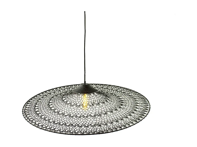 Now's Home - Suspension En Metal Noir Crochete Fait Main 80x80x13 Cm Irawa