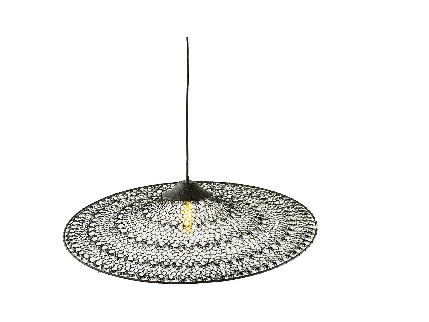 Now's Home - Suspension En Metal Noir Crochete Fait Main 80x80x13 Cm Irawa