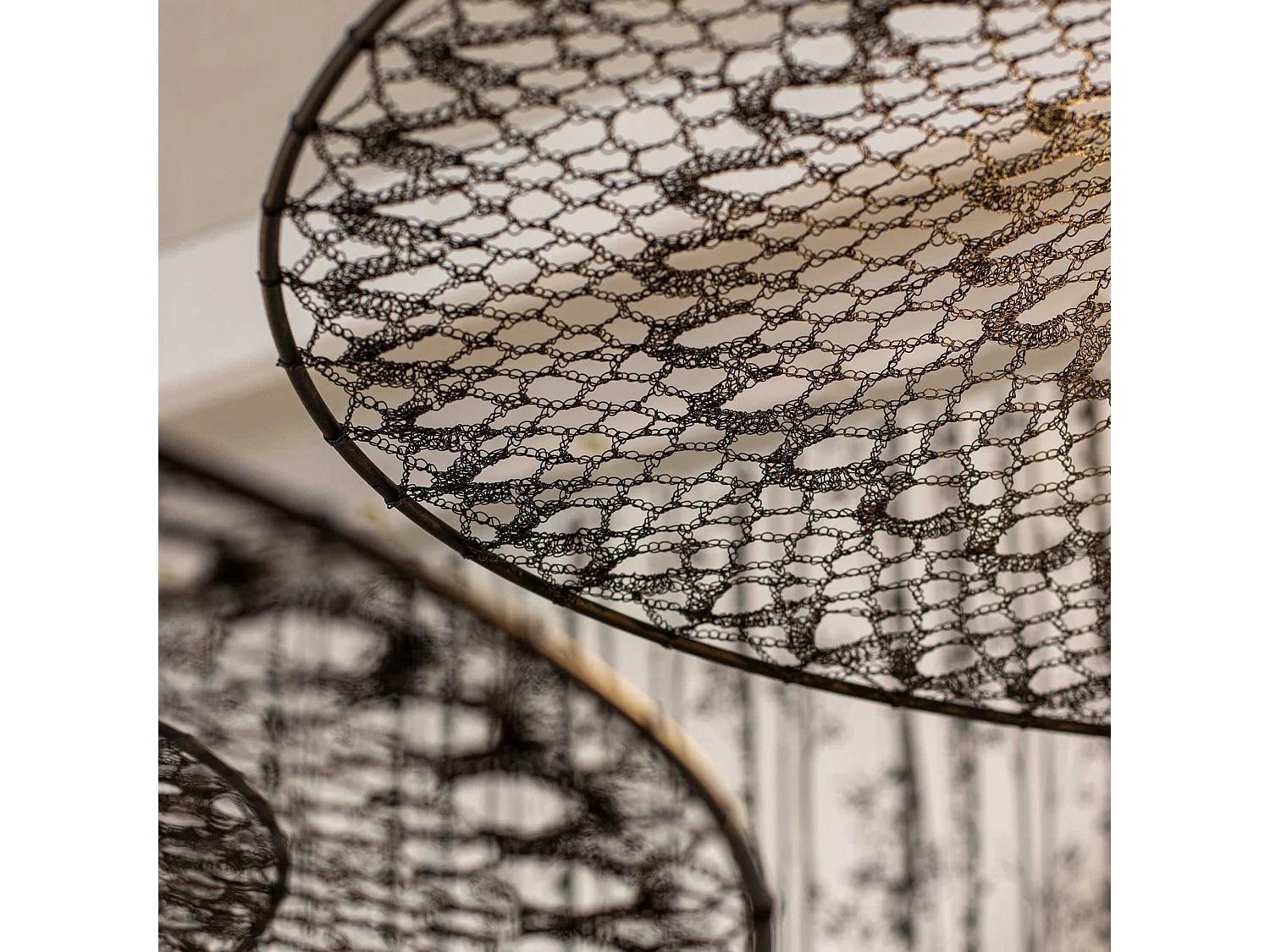 Now's Home - Suspension En Metal Noir Crochete Fait Main 80x80x13 Cm Irawa