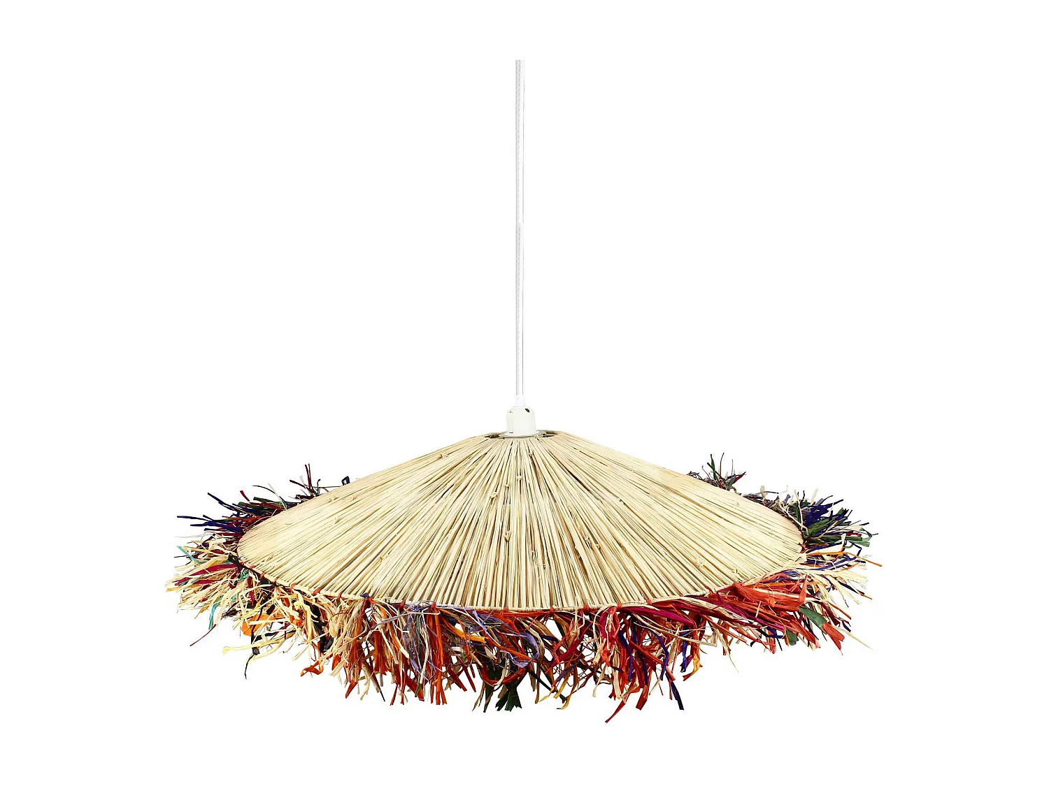Now's Home - Suspension En Raphia Naturel  Avec Franges Colorees D70x12cm Belaga