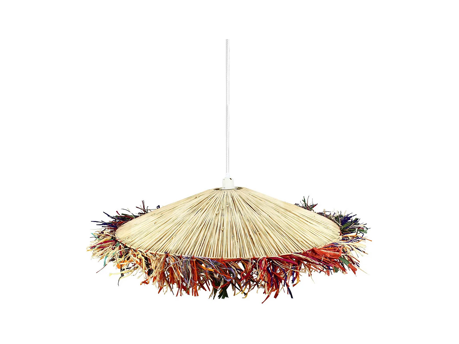Now's Home - Suspension En Raphia Naturel  Avec Franges Colorees D70x12cm Belaga
