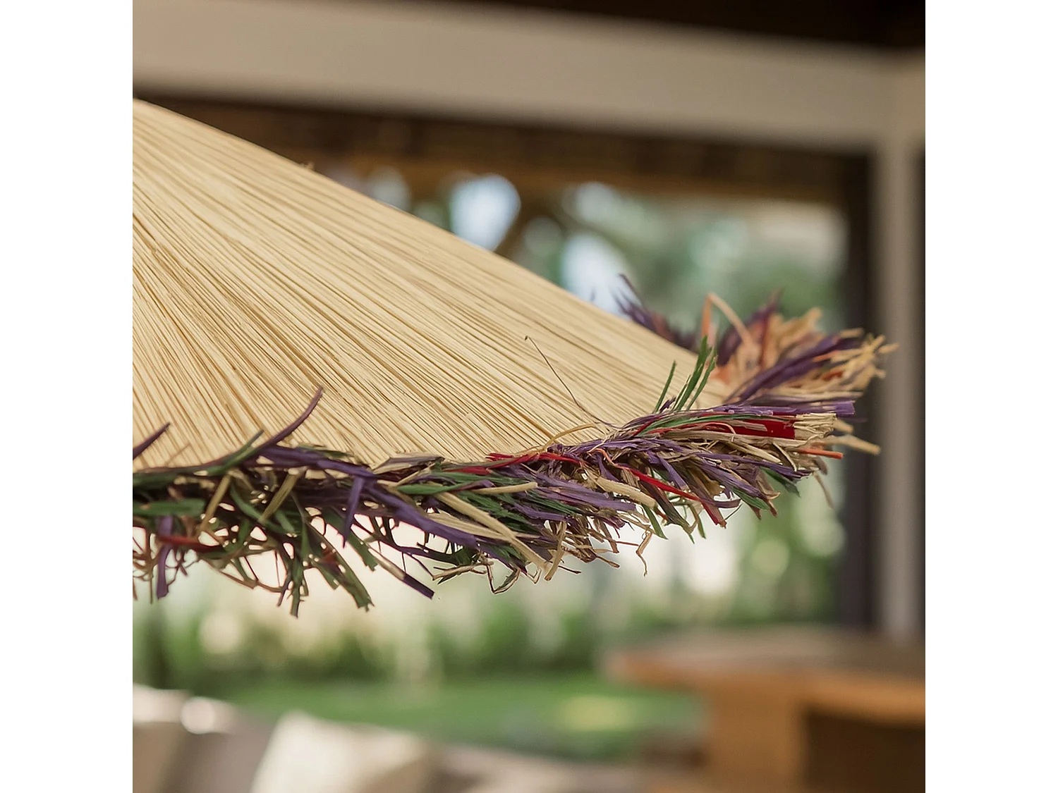 Now's Home - Suspension En Raphia Naturel  Avec Franges Colorees D70x12cm Belaga