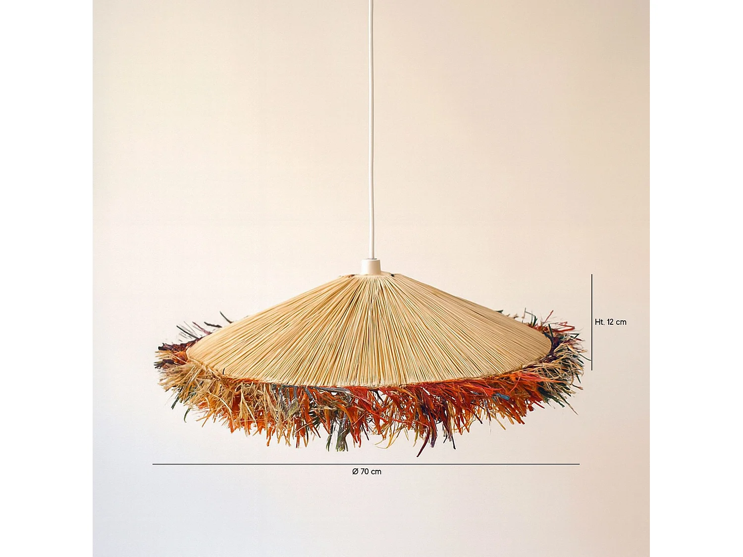 Now's Home - Suspension En Raphia Naturel  Avec Franges Colorées D70x12cm Belaga