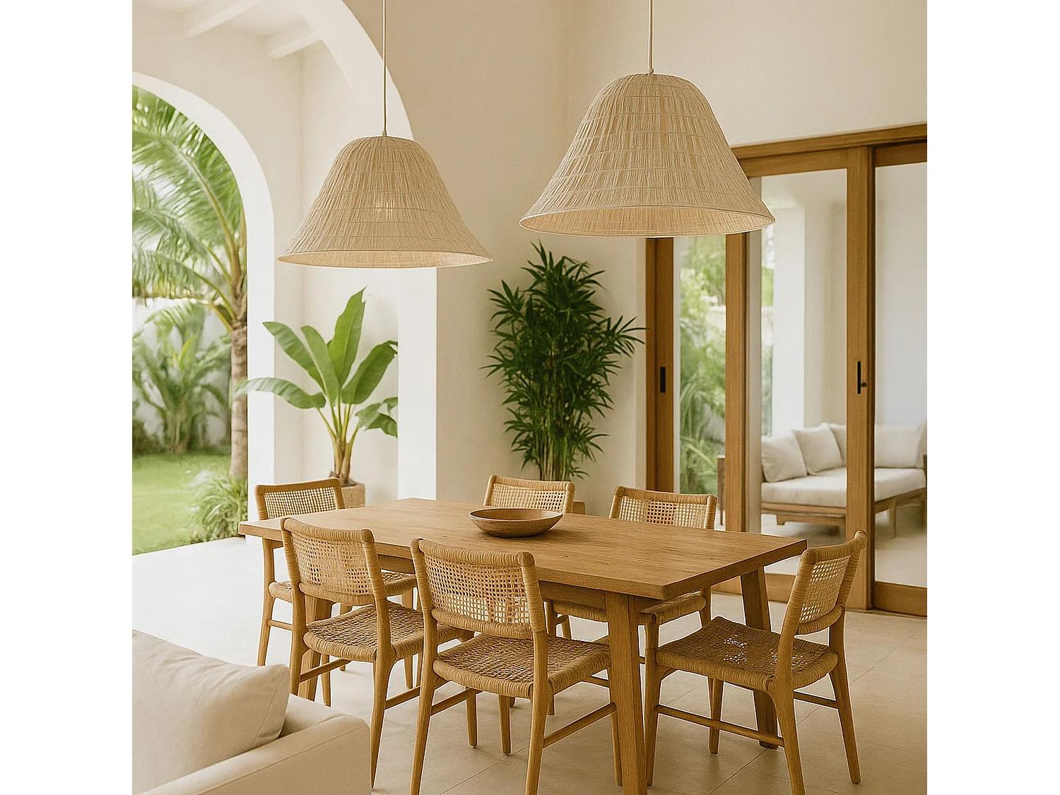 Now's Home - Suspension En Feuilles De Palmier Blanc Diametre 55cm Maa