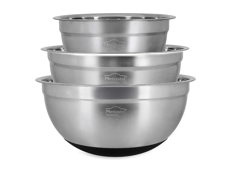 Menastyl - Set 3 Bols A Melanger En Acier Inoxydable Anti-derapant