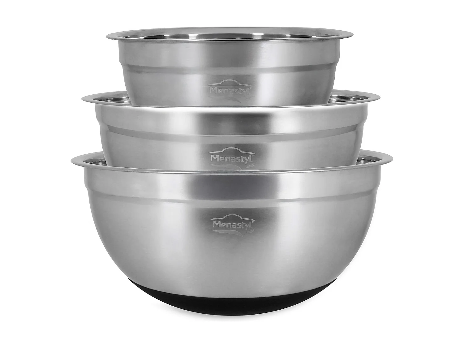 Menastyl - Set 3 Bols A Melanger En Acier Inoxydable Anti-derapant