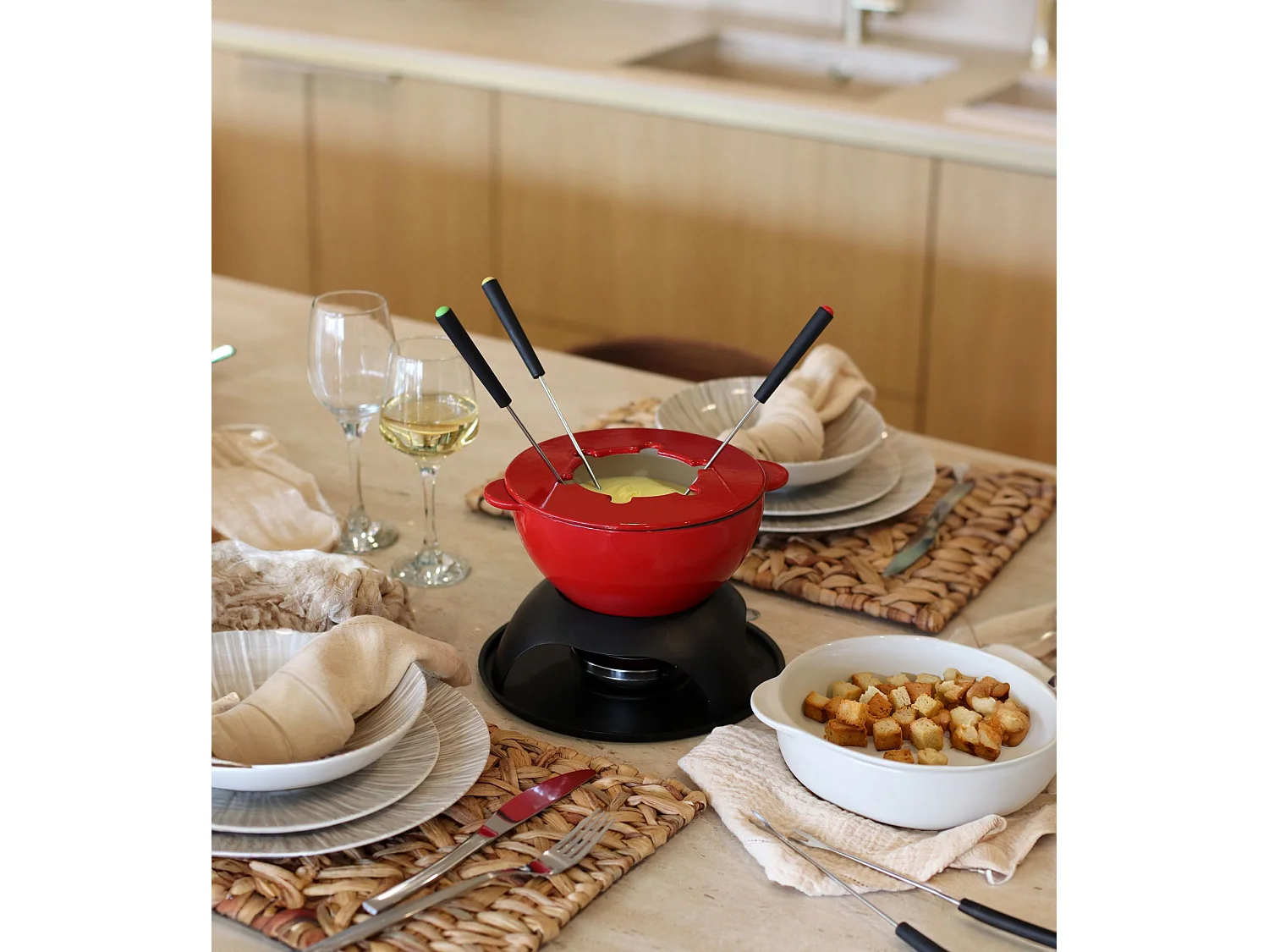 Menastyl - Service A Fondue Gentiane 10 Pieces En Fonte