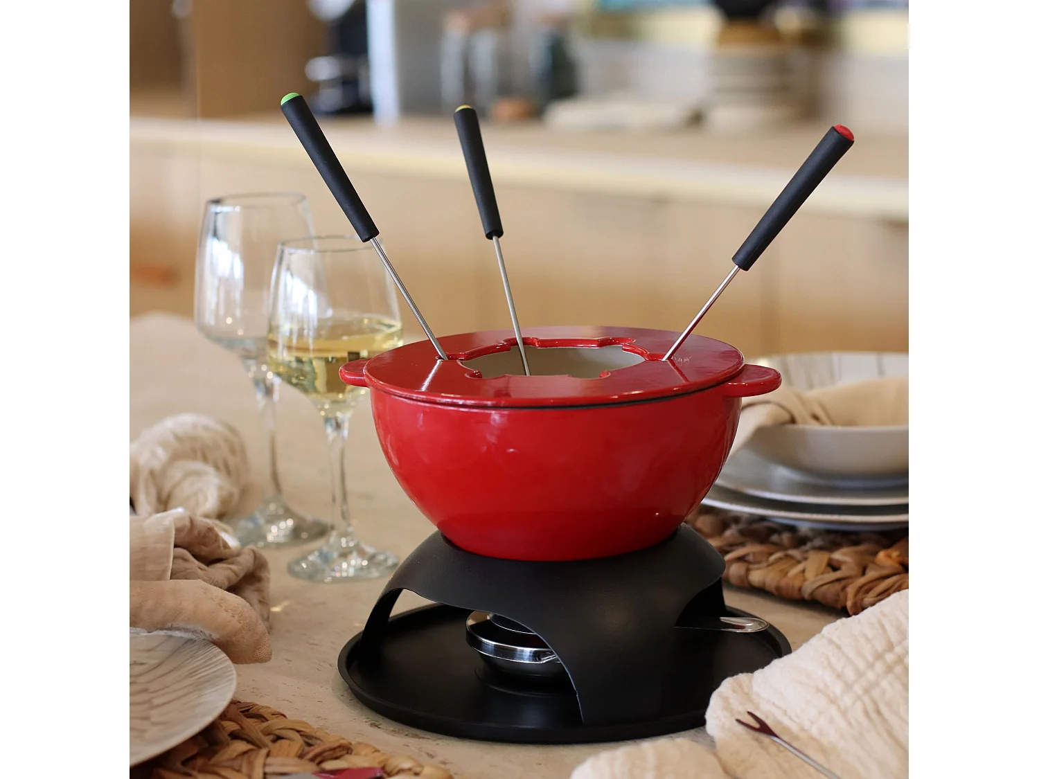 Menastyl - Service A Fondue Gentiane 10 Pieces En Fonte