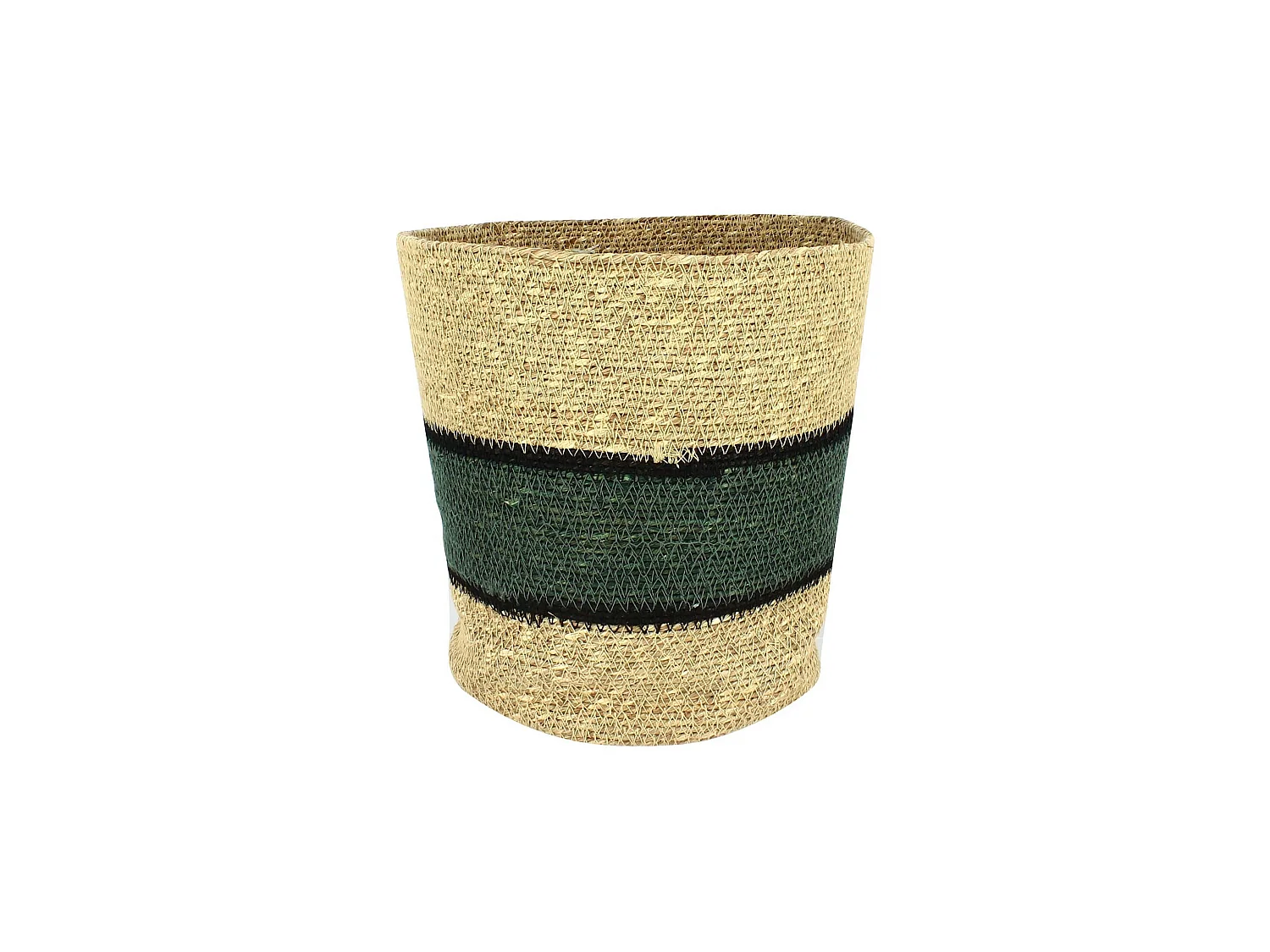 Now's Home - Panier En Jonc De Mer Tresse A La Main Naturel Vert/noir  25x25cm Jeri