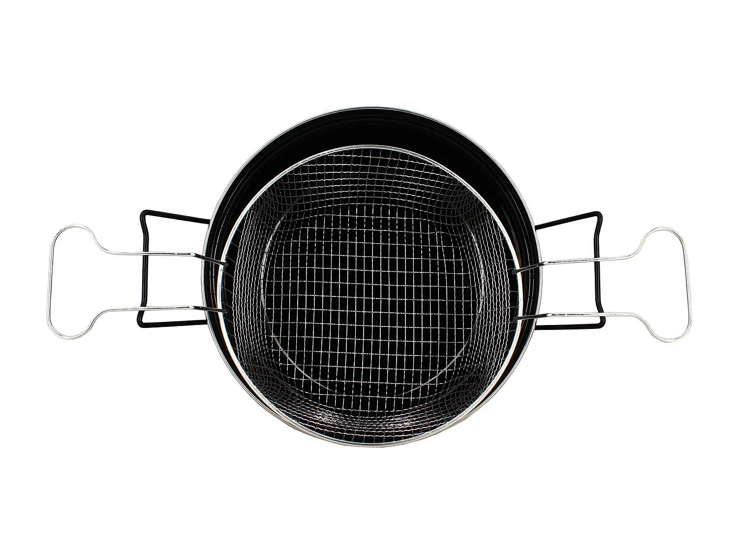 Menastyl - Friteuse Du Nord 28 Cm En Acier Emaille Noir Avec Panier