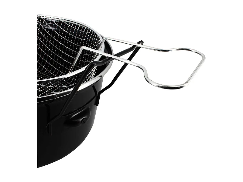 Menastyl - Friteuse Du Nord 28 Cm En Acier Emaille Noir Avec Panier
