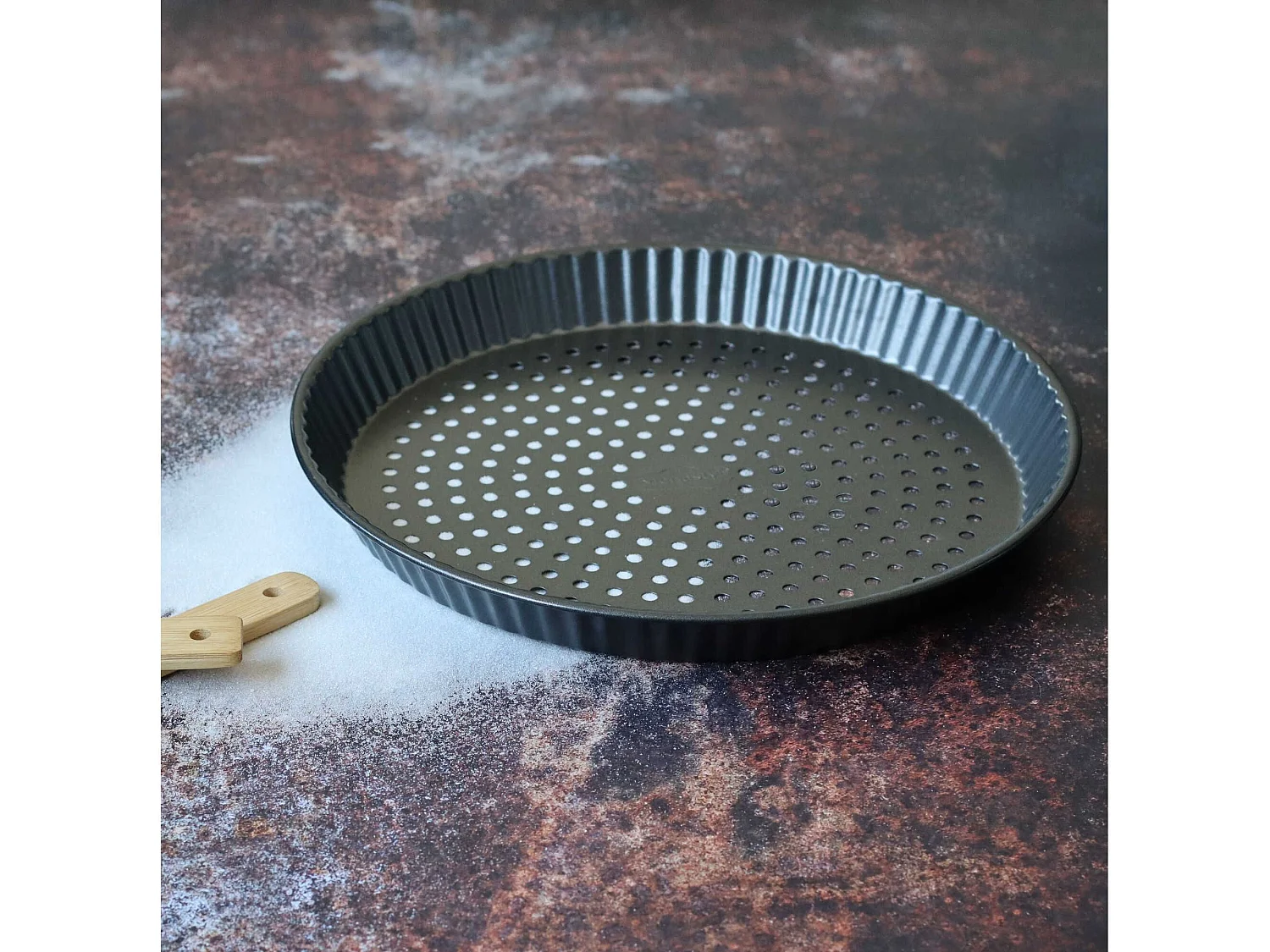 Menastyl - Moule A Tarte Perfore Amandine 30cm En Acier Inox Anti Adhesif