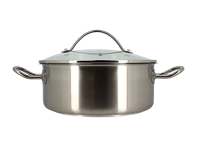 Menastyl - Marmite Professionnel 24cm En Acier Inoxydable Avec Couvercle En Verre