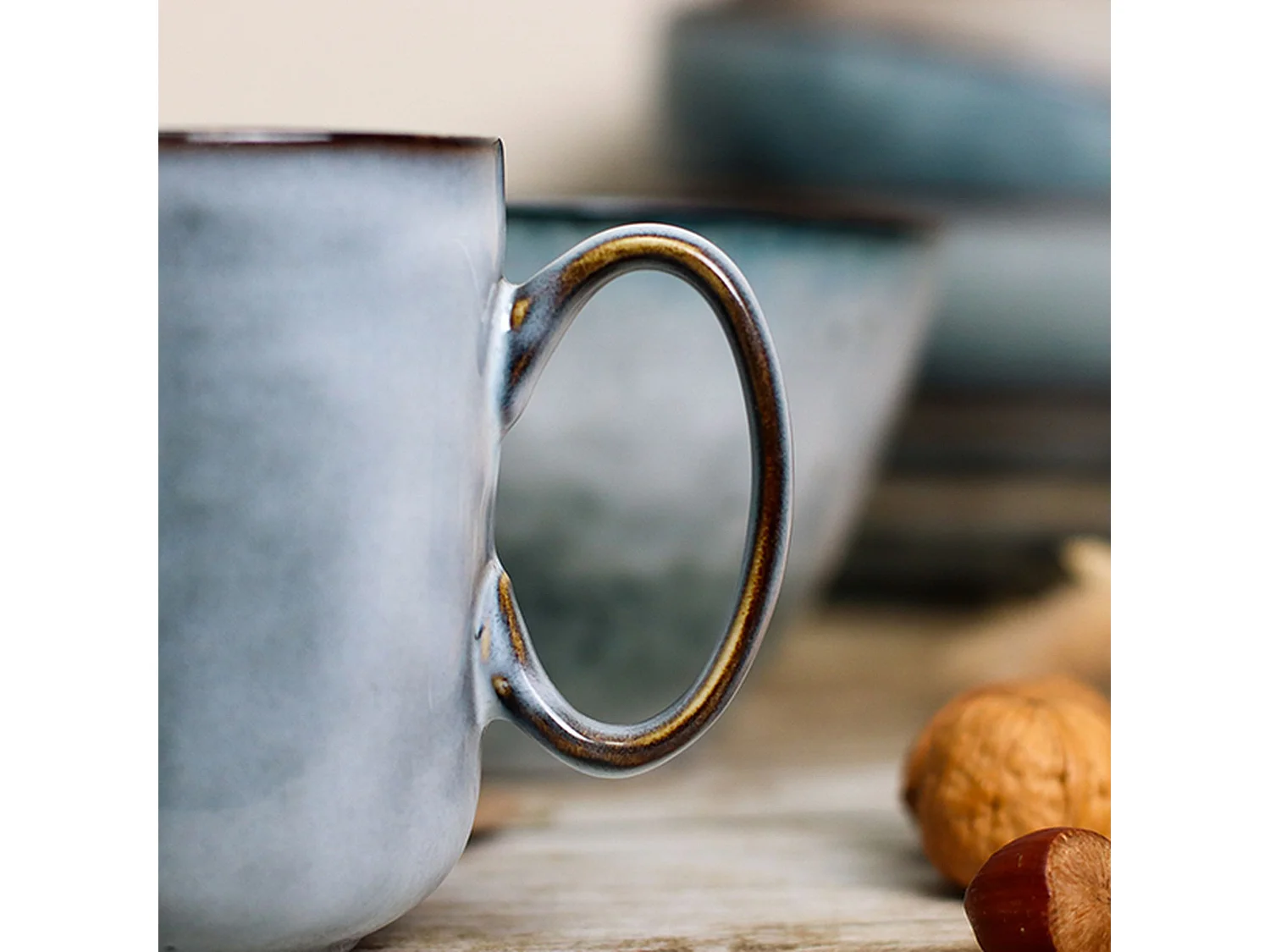 Ogo Living - Lot 6 Mugs Aronal 40cl En Gres Bleu