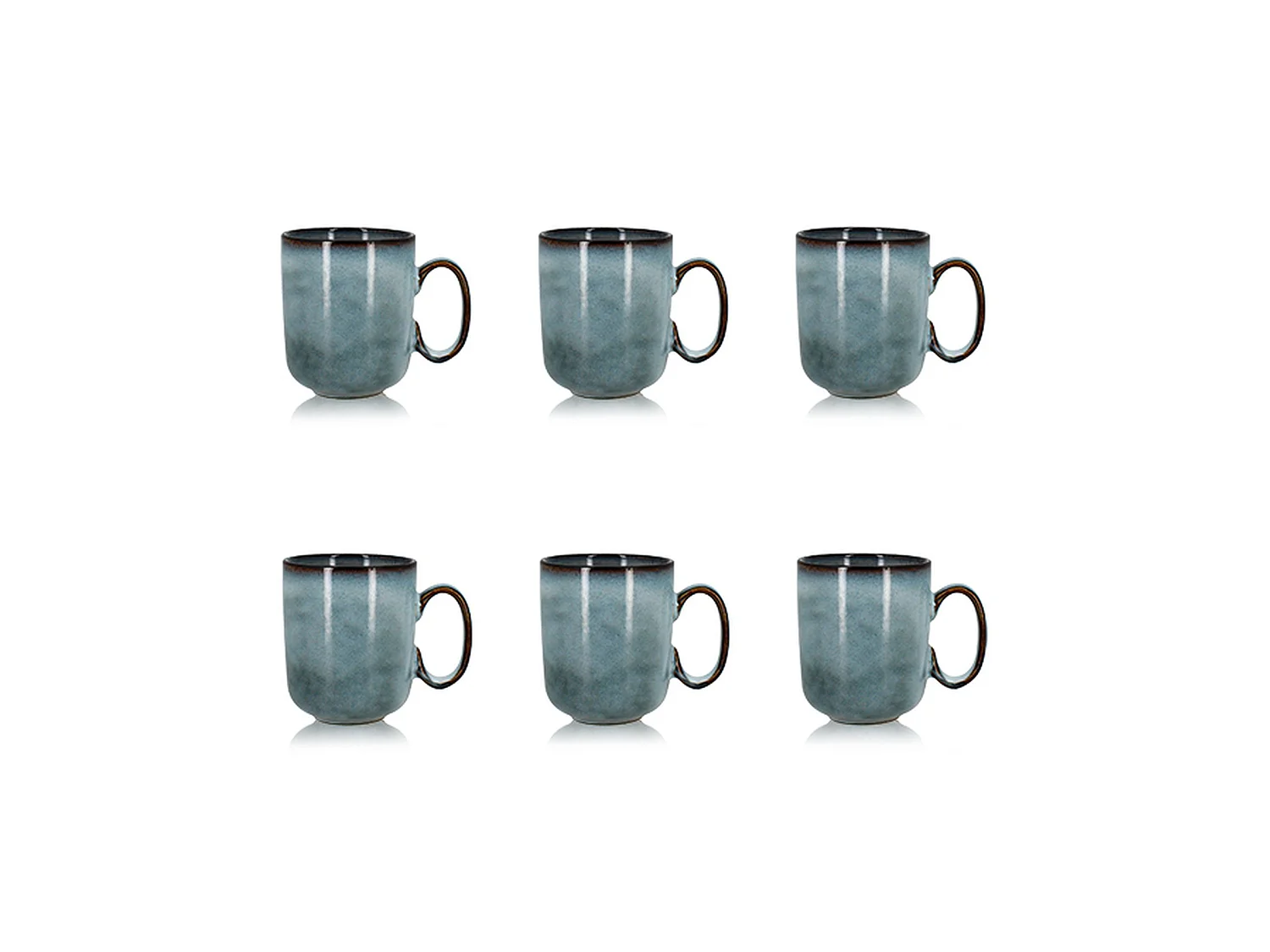 Ogo Living - Lot 6 Mugs Aronal 40cl En Gres Bleu