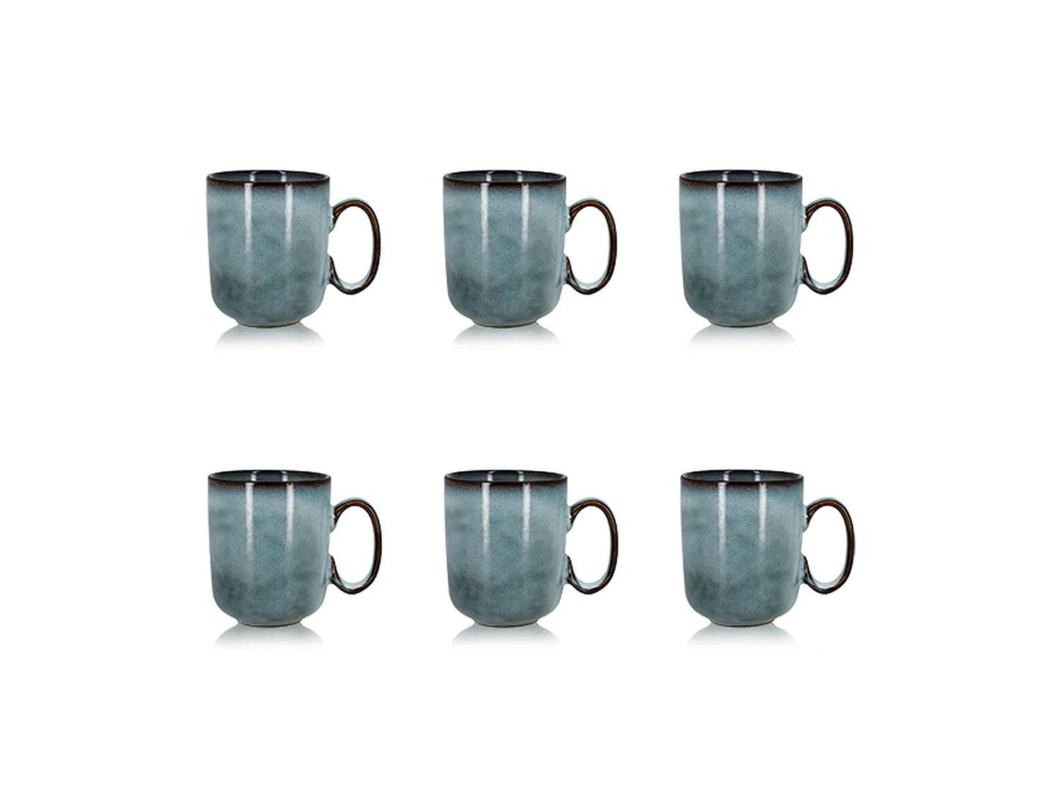 Ogo Living - Lot 6 Mugs Aronal 40cl En Gres Bleu