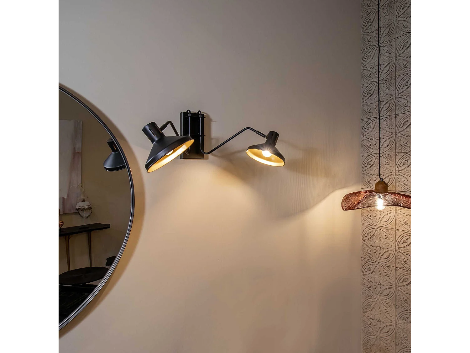 Now's Home - Applique Double En Metal Noir Et Dore 65x44xh28cm Snake