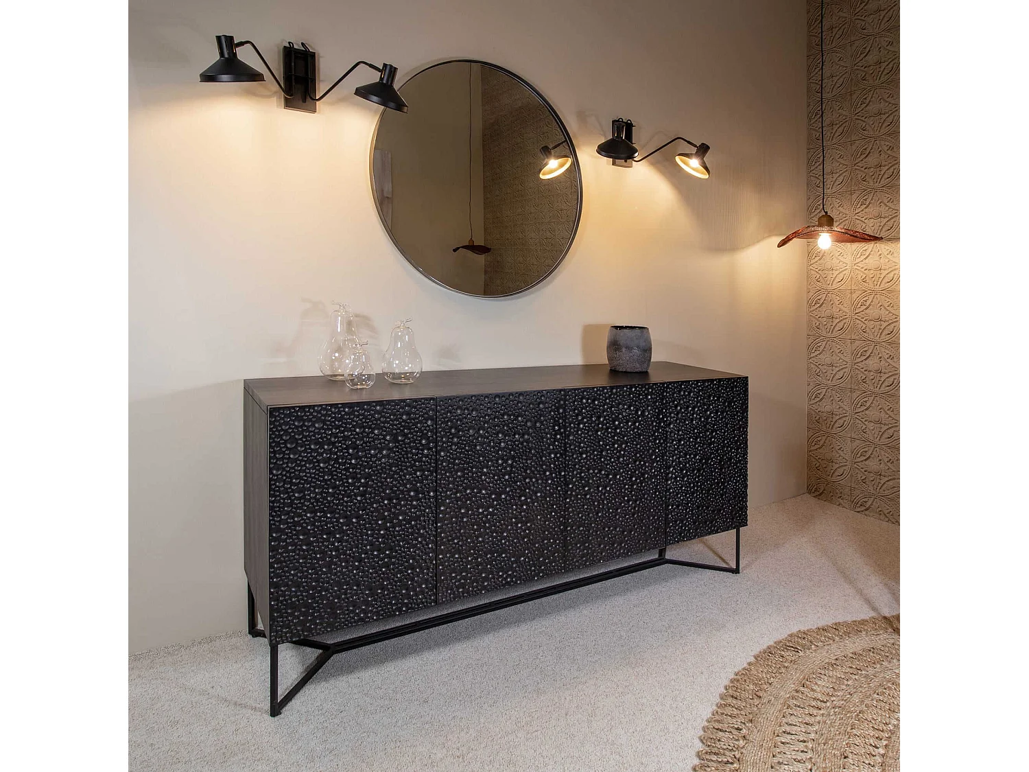 Now's Home - Applique Double En Metal Noir Et Dore 65x44xh28cm Snake