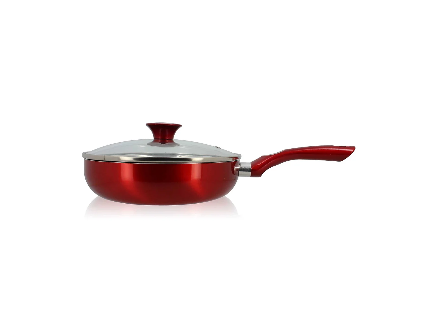 Menastyl - Sauteuse 24cm Aluminium Avec Couvercle Cerise Compatible Induction