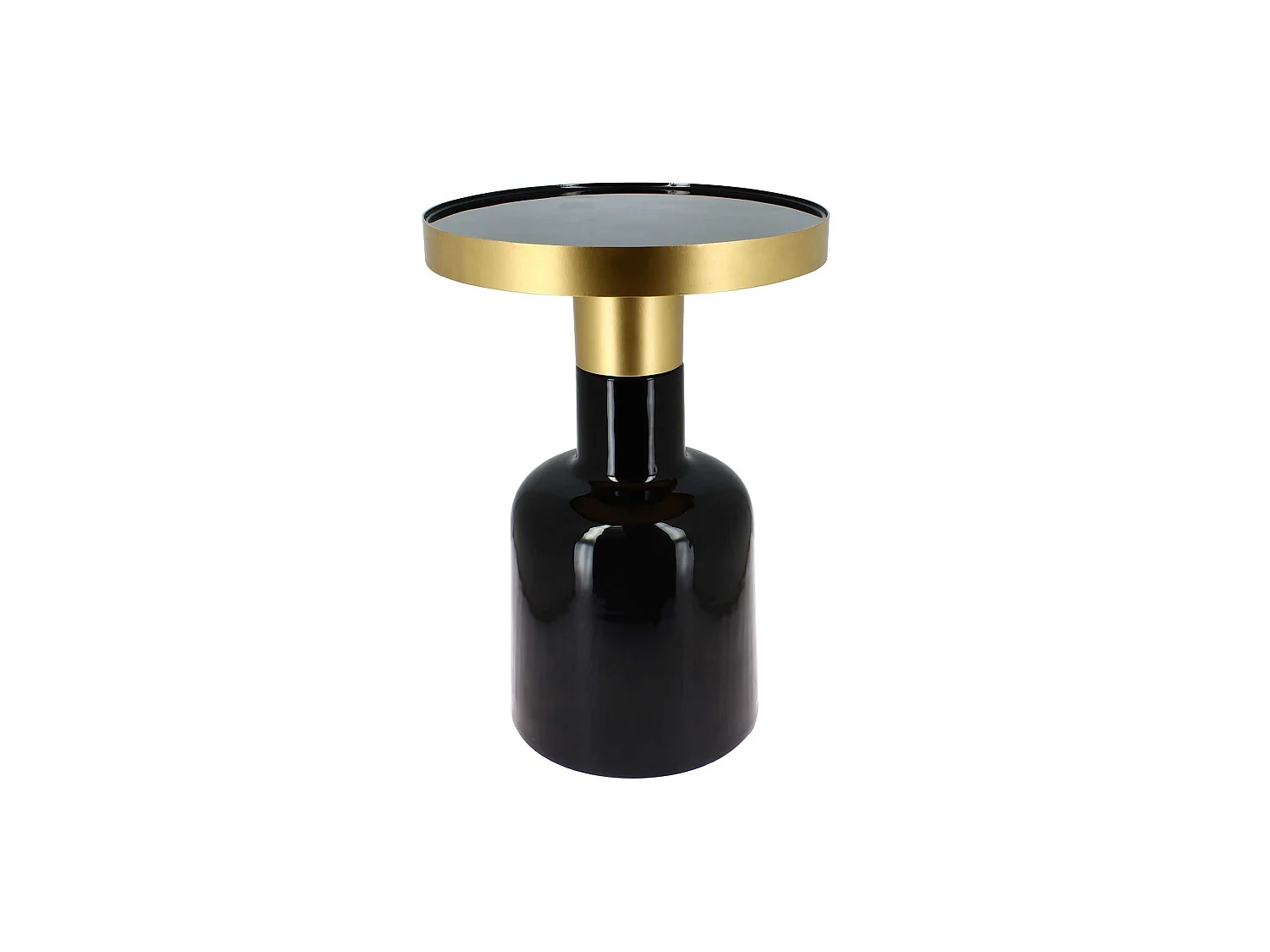 Now's Home - Meuble Appoint Ronde En Metal Emaille Noir Dore 36x36x51cm Pamona