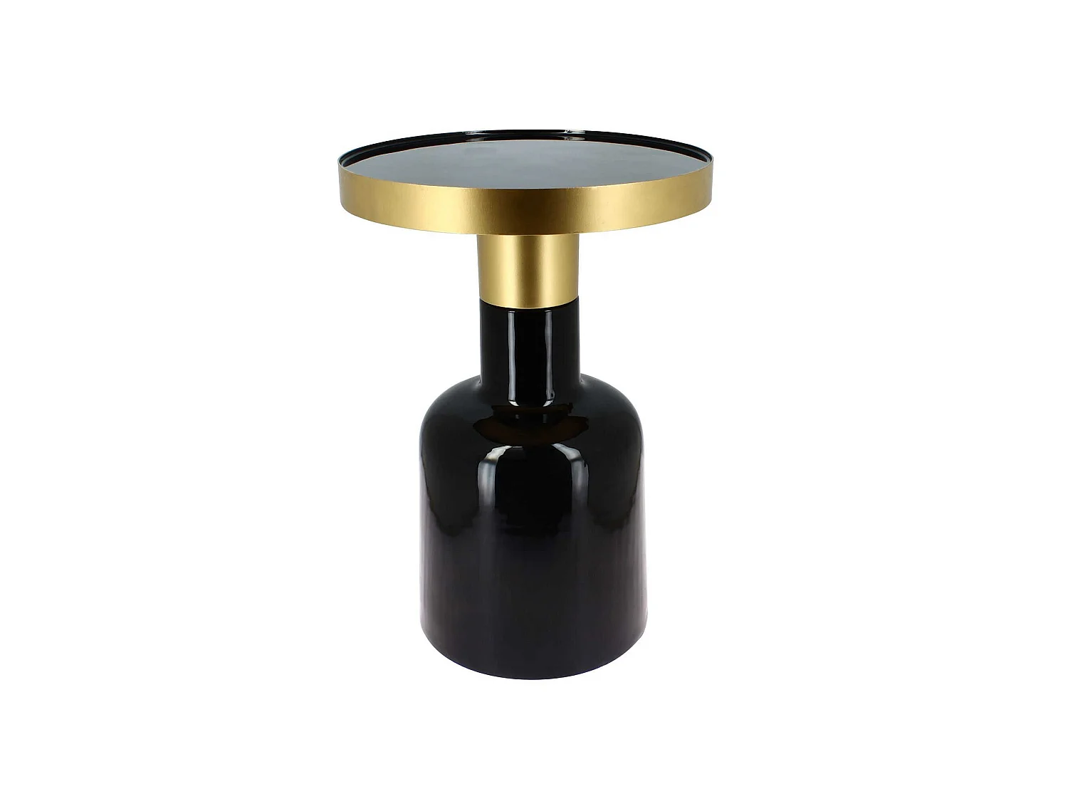 Now's Home - Meuble D'appoint Rond En Metal Emaille Noir Dore Pamona