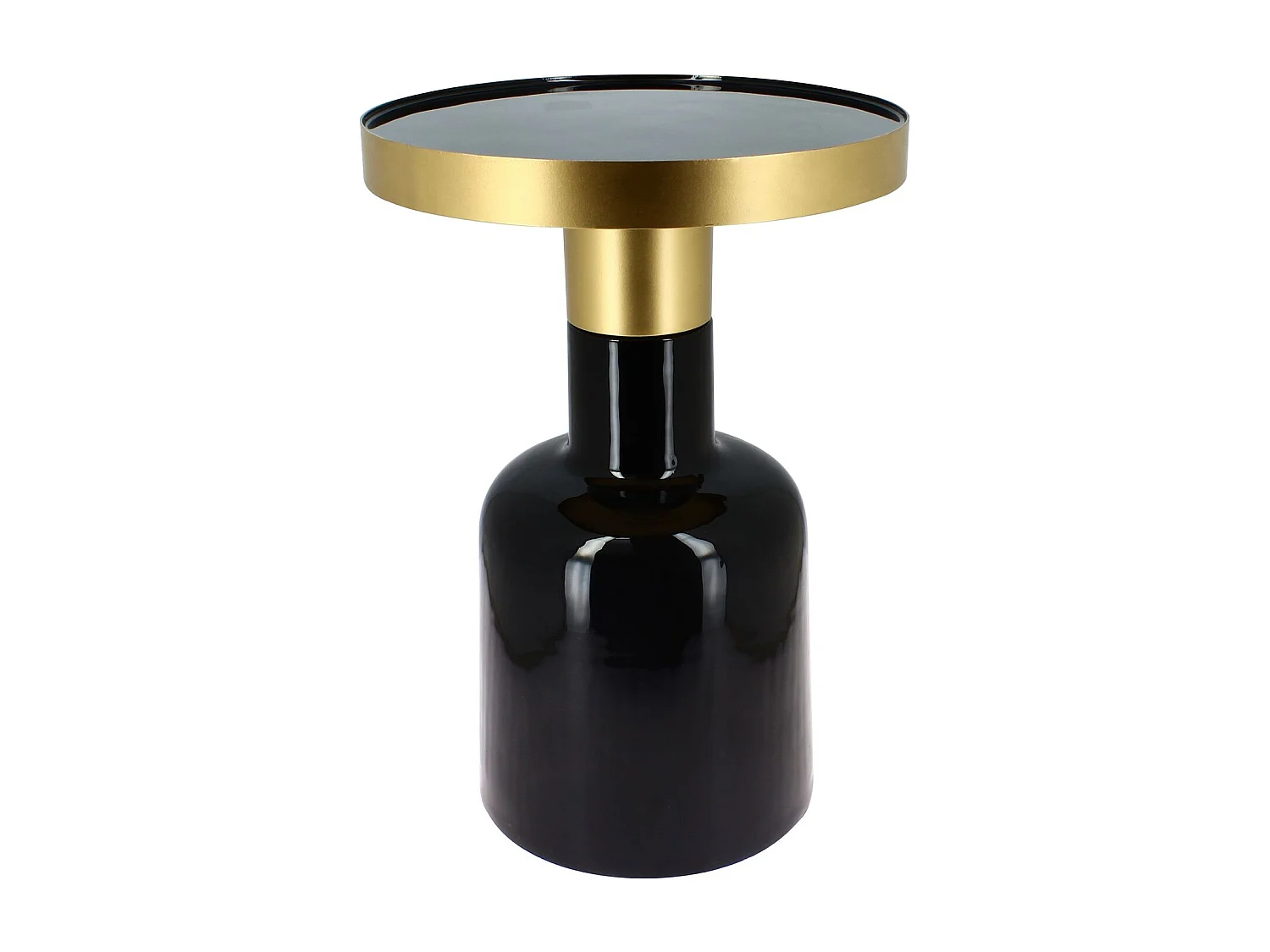 Now's Home - Meuble D'appoint Rond En Metal Emaille Noir Dore Pamona