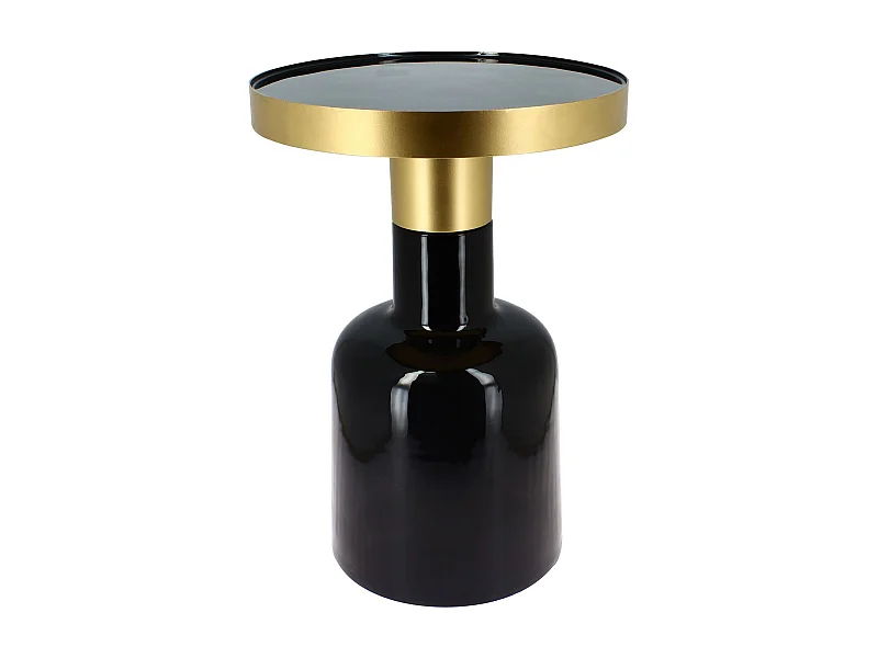 Now's Home - Meuble D'appoint Rond En Metal Emaille Noir Dore Pamona