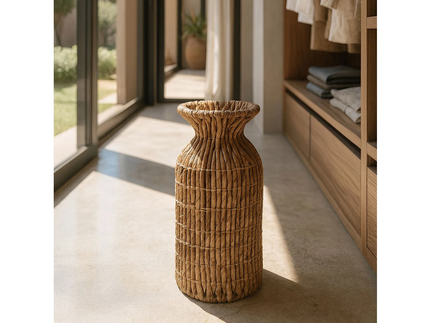 Now's Home - Vase Décoratif En Fibres D'abaca D25xh60cm Lina
