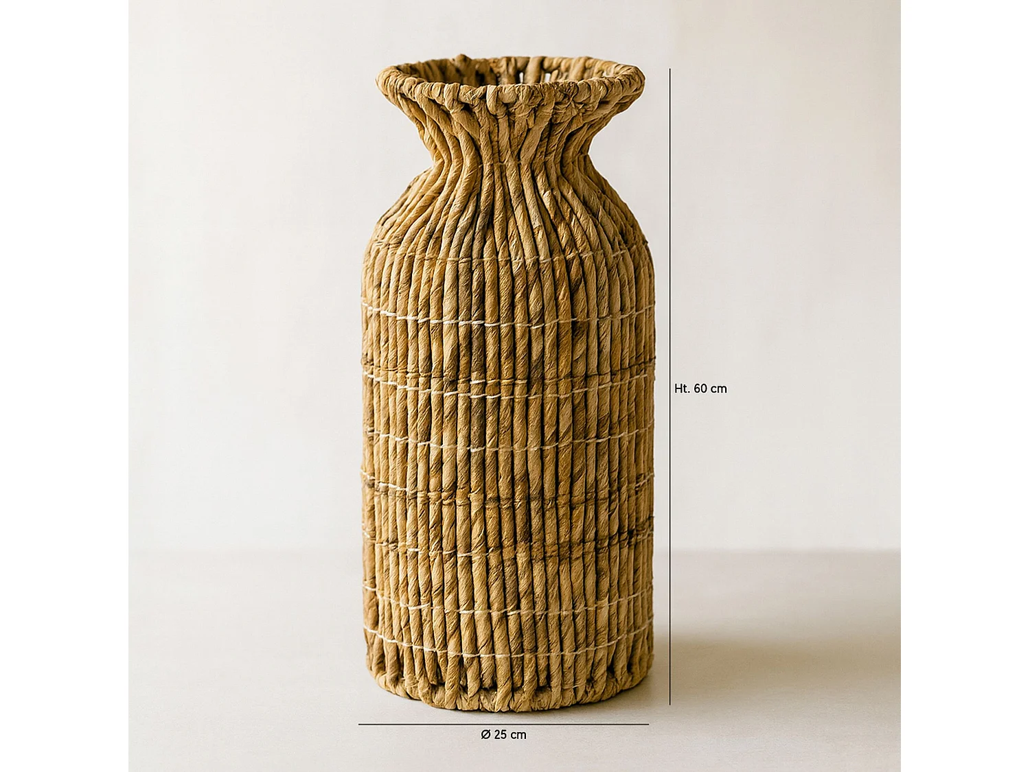 Now's Home - Vase Décoratif En Fibres D'abaca D25xh60cm Lina
