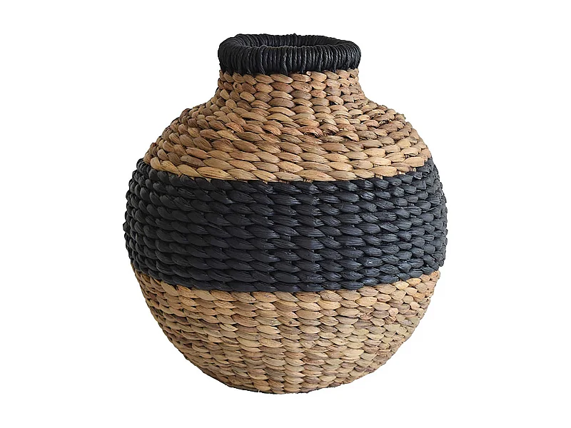 Now's Home - Jarre Boule En Jacinthe D'eau Naturel Et Noir D37xh37cm Ines