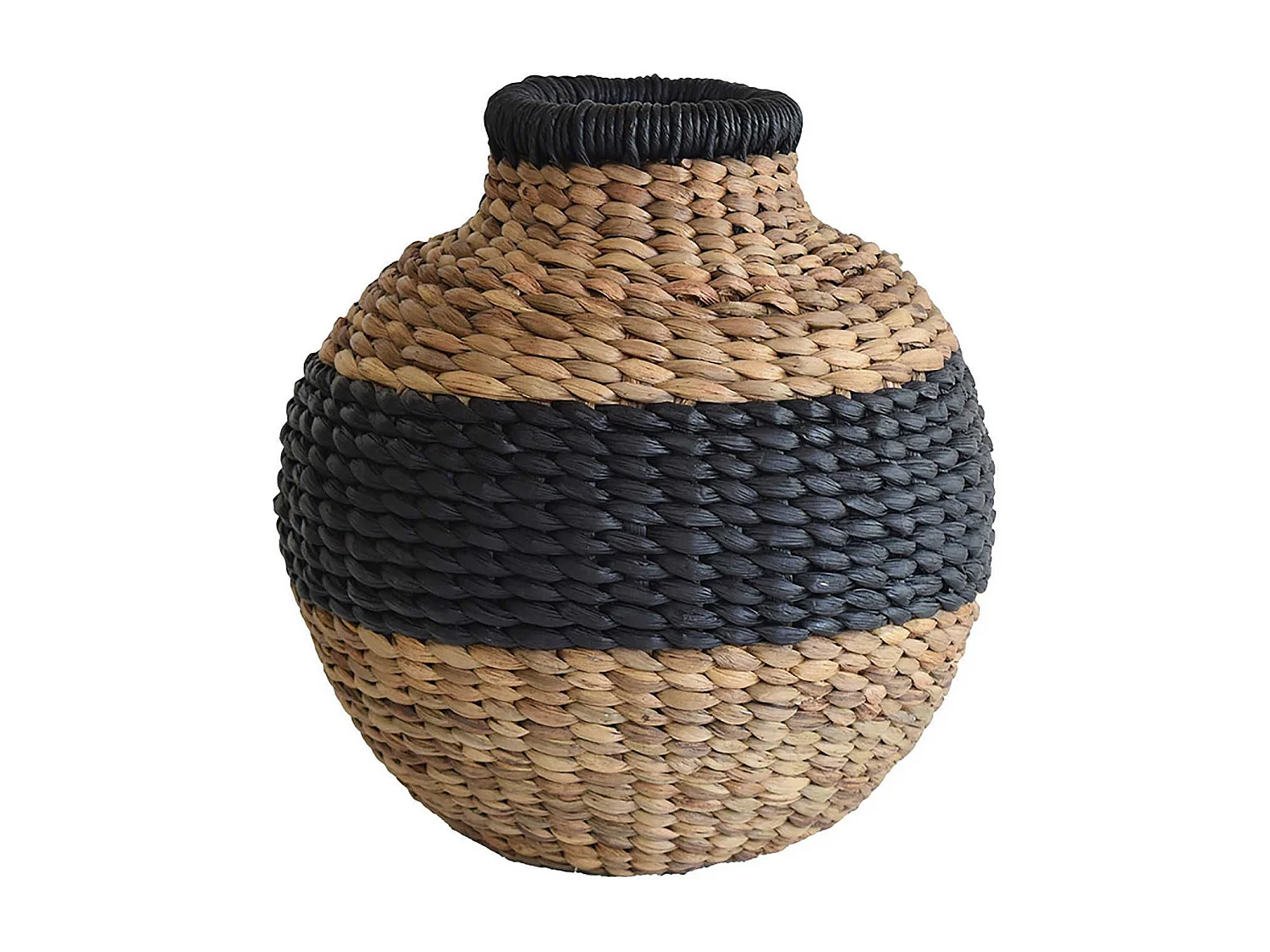 Now's Home - Jarre Boule En Jacinthe D'eau Naturel Et Noir D37xh37cm Ines