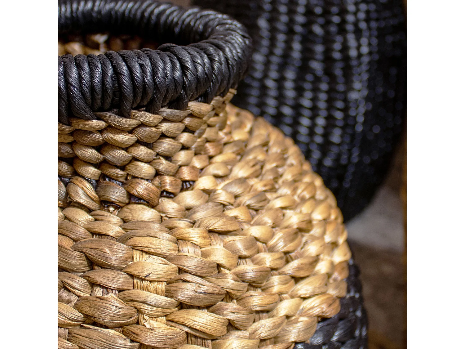 Now's Home - Jarre Boule En Jacinthe D'eau Naturel Et Noir D37xh37cm Ines