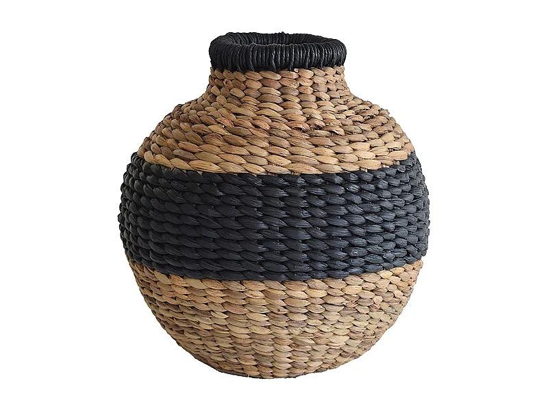 Now's Home - Jarre Boule En Jacinthe D'eau Naturel Et Noir D37xh37cm Ines