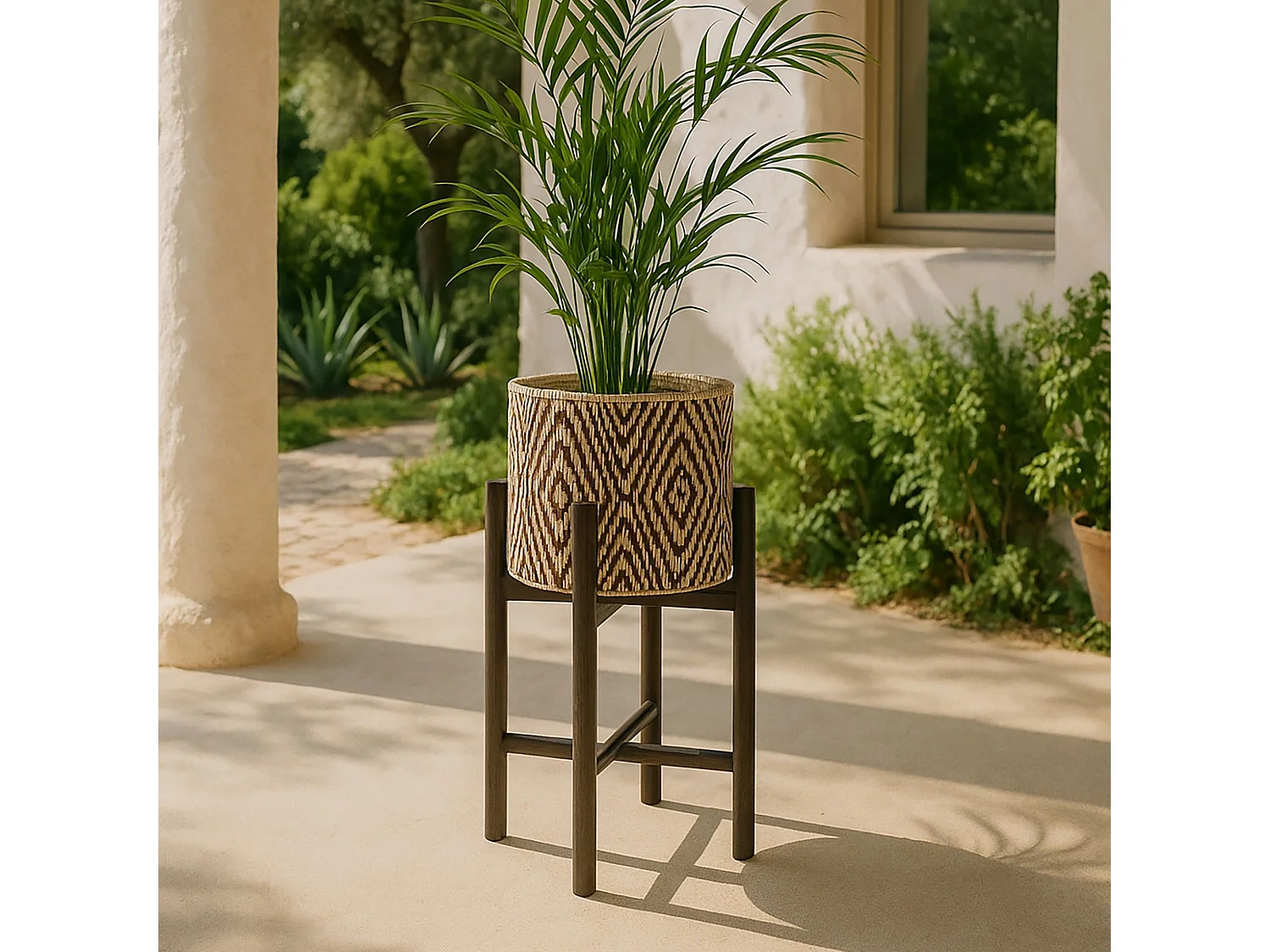 Now's Home - Petit Cache Pot Sur Pieds Noirs Petit Modele Diam 23 Ht40 Cm Yori