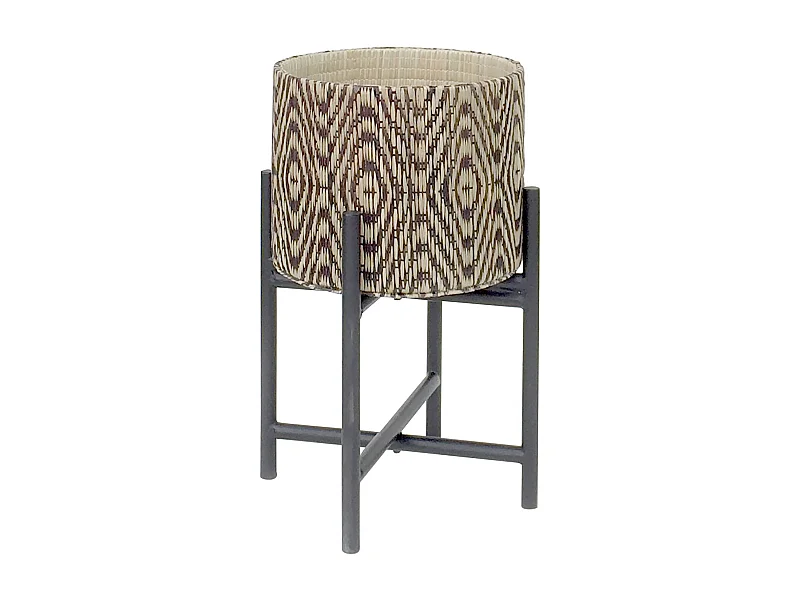 Now's Home - Petit Cache Pot Sur Pieds Noirs Petit Modele Diam 23 Ht40 Cm Yori