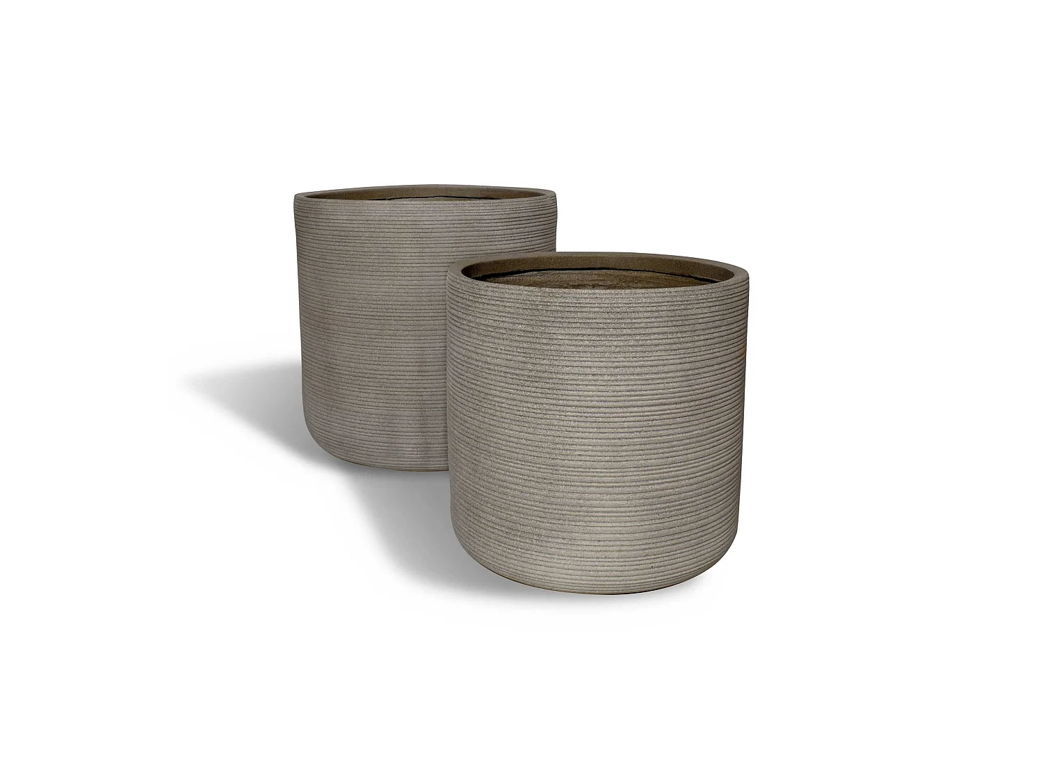 Now's Home - Set2 Pots Ronds En Fibre D'argile Taupe  D45xht45 Et D38xht40cm Porto