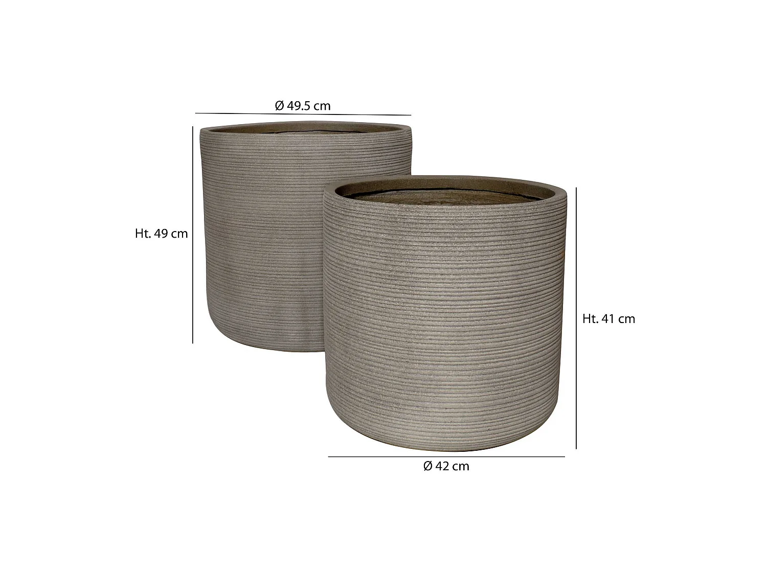 Now's Home - Set2 Pots Ronds En Fibre D'argile Taupe  D45xht45 Et D38xht40cm Porto