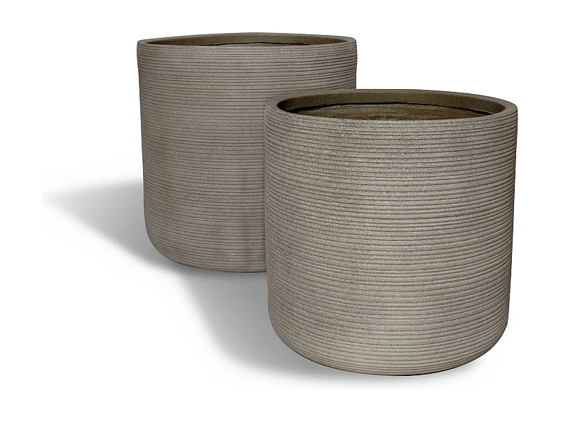 Now's Home - Set2 Pots Ronds En Fibre D'argile Taupe  D45xht45 Et D38xht40cm Porto