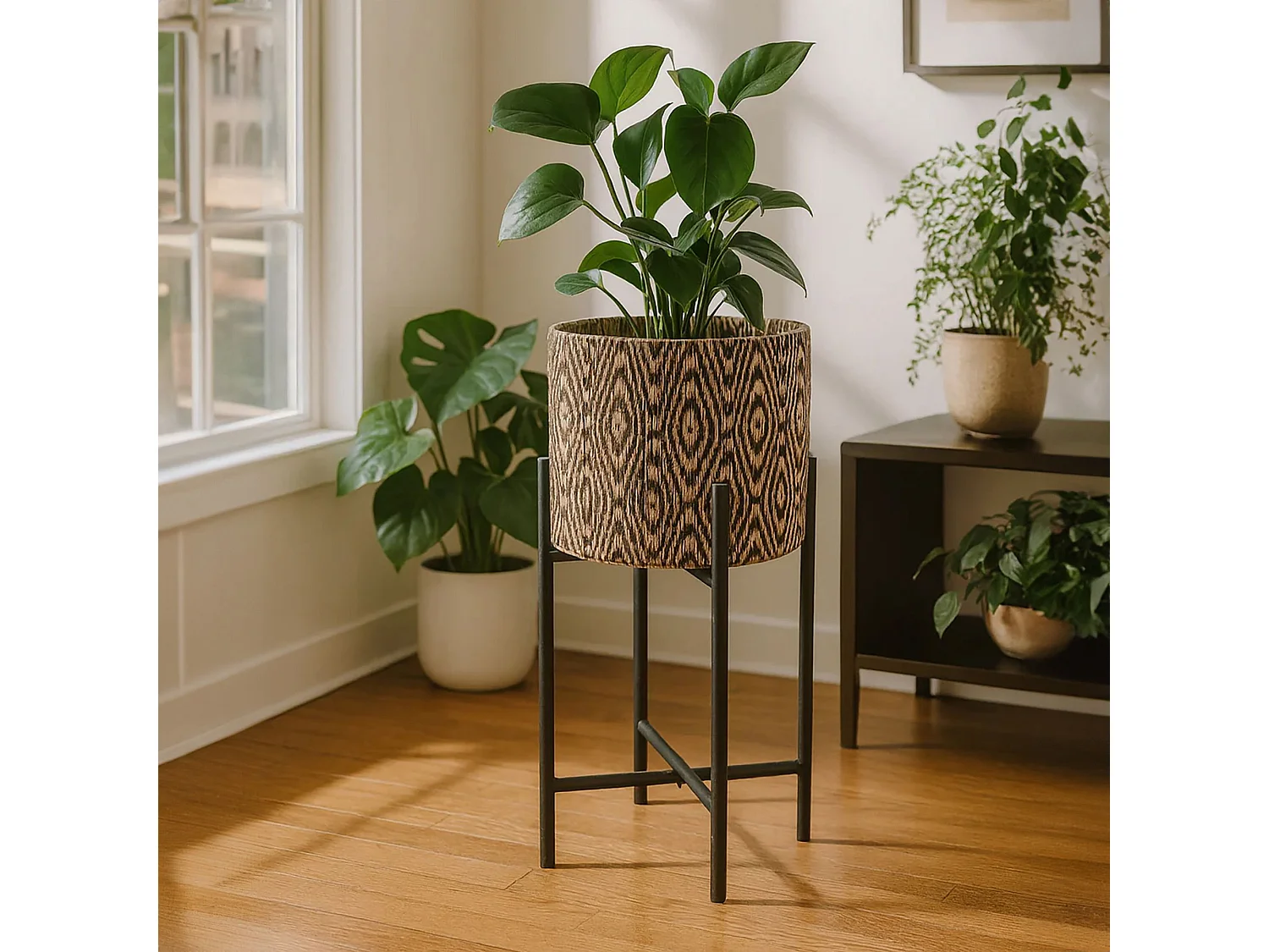 Now's Home - Cache Pot Sur Pieds Noirs Grand Modele Diam 29 Ht52 Cm Yori