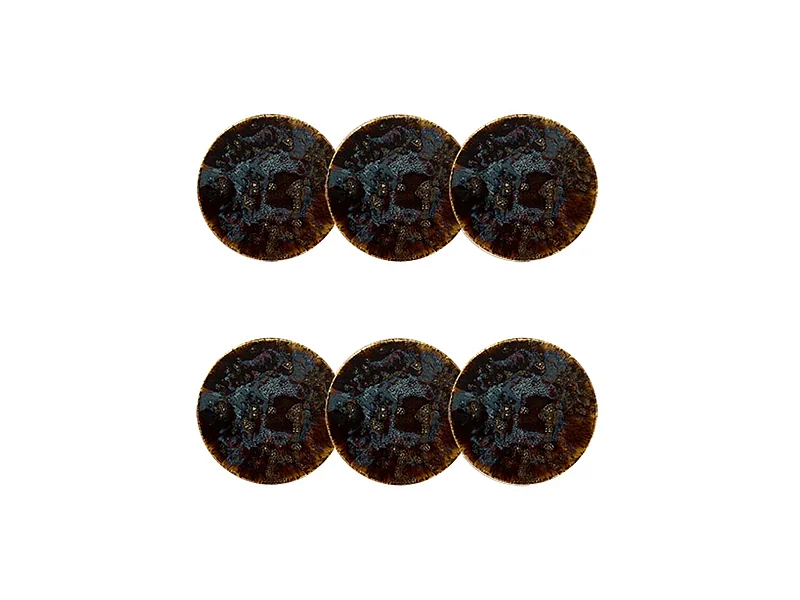 Novastyl - Lot 6 Assiettes Desserts Volcano 20cm En Porcelaine Marron