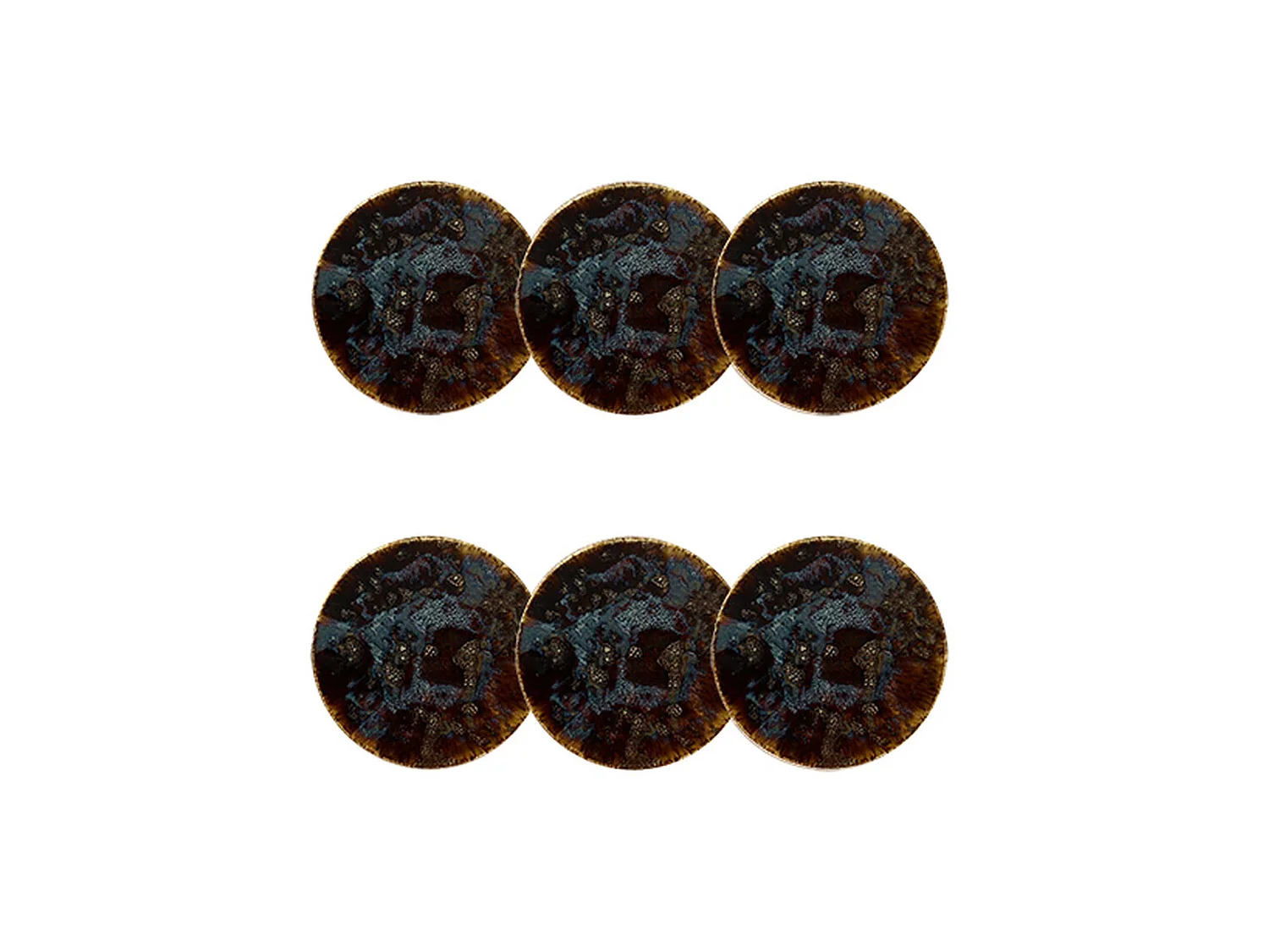 Novastyl - Lot 6 Assiettes Desserts Volcano 20cm En Porcelaine Marron