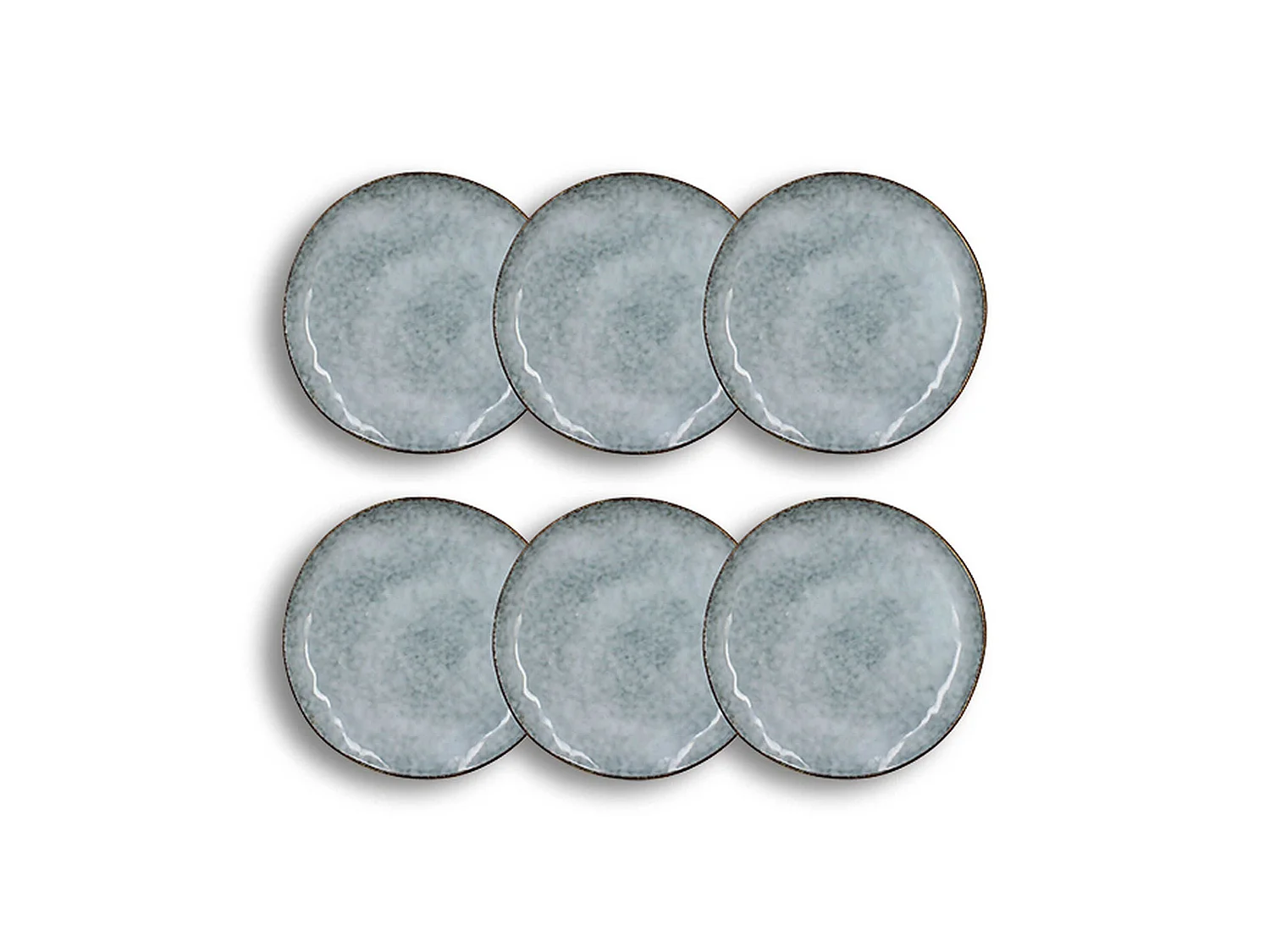 Ogo Living - Lot 6 Assiettes Desserts Aronal 20.5cm En Gres Bleu
