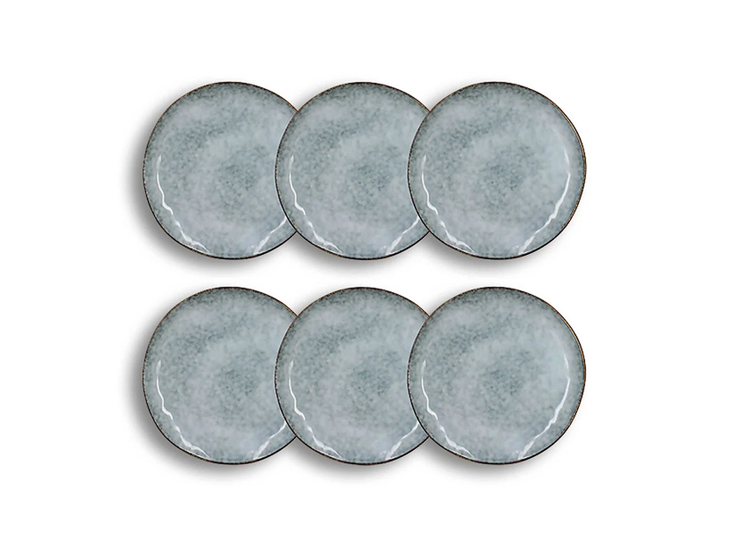 Ogo Living - Lot 6 Assiettes Desserts Aronal 20.5cm En Gres Bleu