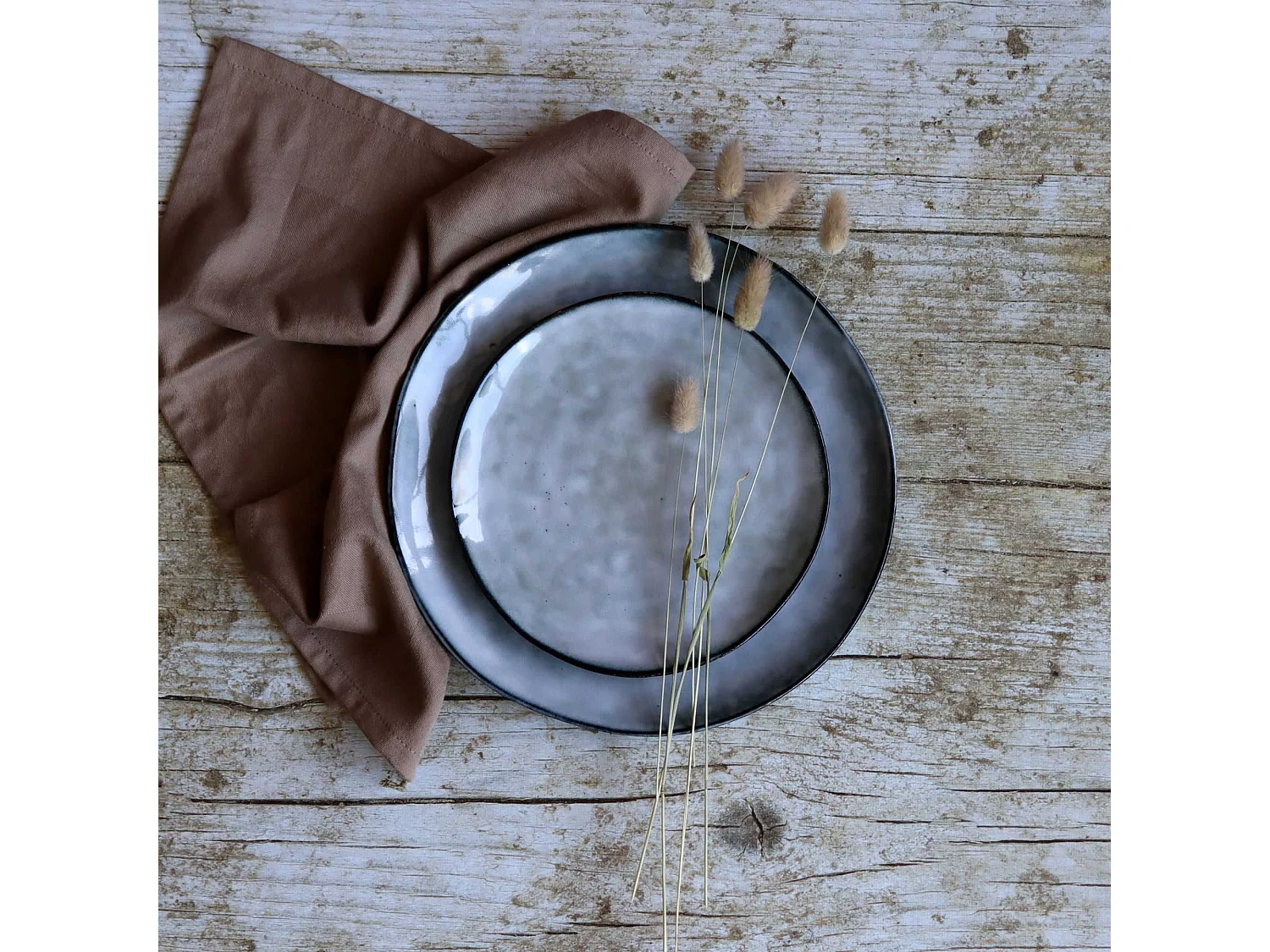 Ogo Living - Lot 6 Assiettes Desserts Aronal 20.5cm En Gres Bleu