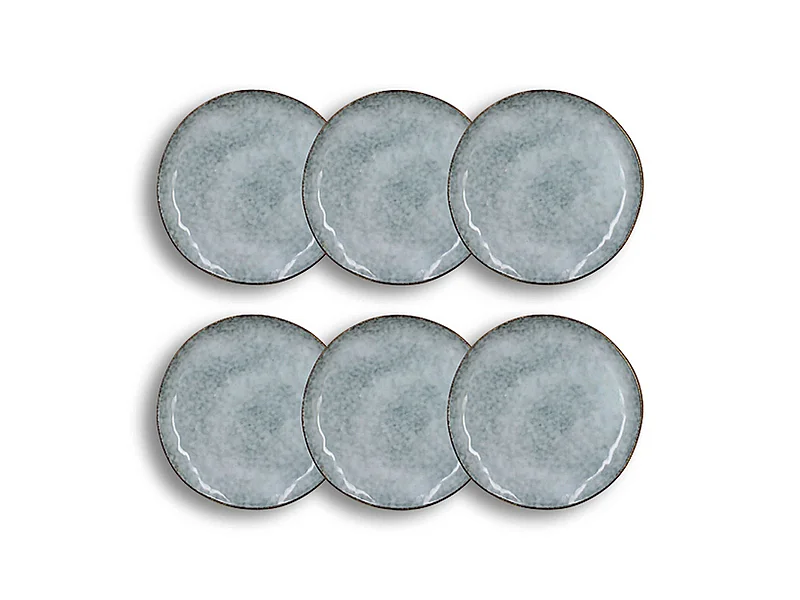 Ogo Living - Lot 6 Assiettes Desserts Aronal 20.5cm En Gres Bleu
