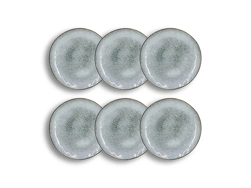 Ogo Living - Lot 6 Assiettes Plates Aronal 27.5cm En Gres Bleu