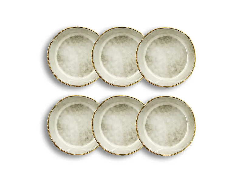 Ogo Living - Lot 6 Assiettes Coupes Boral 15.5cm En Gres Beige Clair