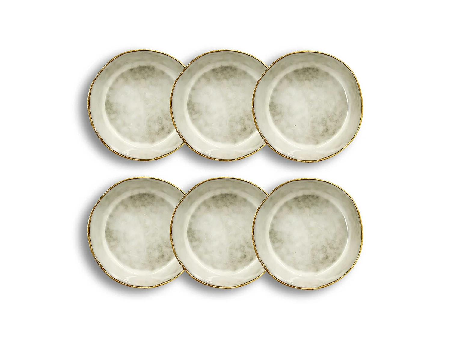 Ogo Living - Lot 6 Assiettes Coupes Boral 15.5cm En Gres Beige Clair